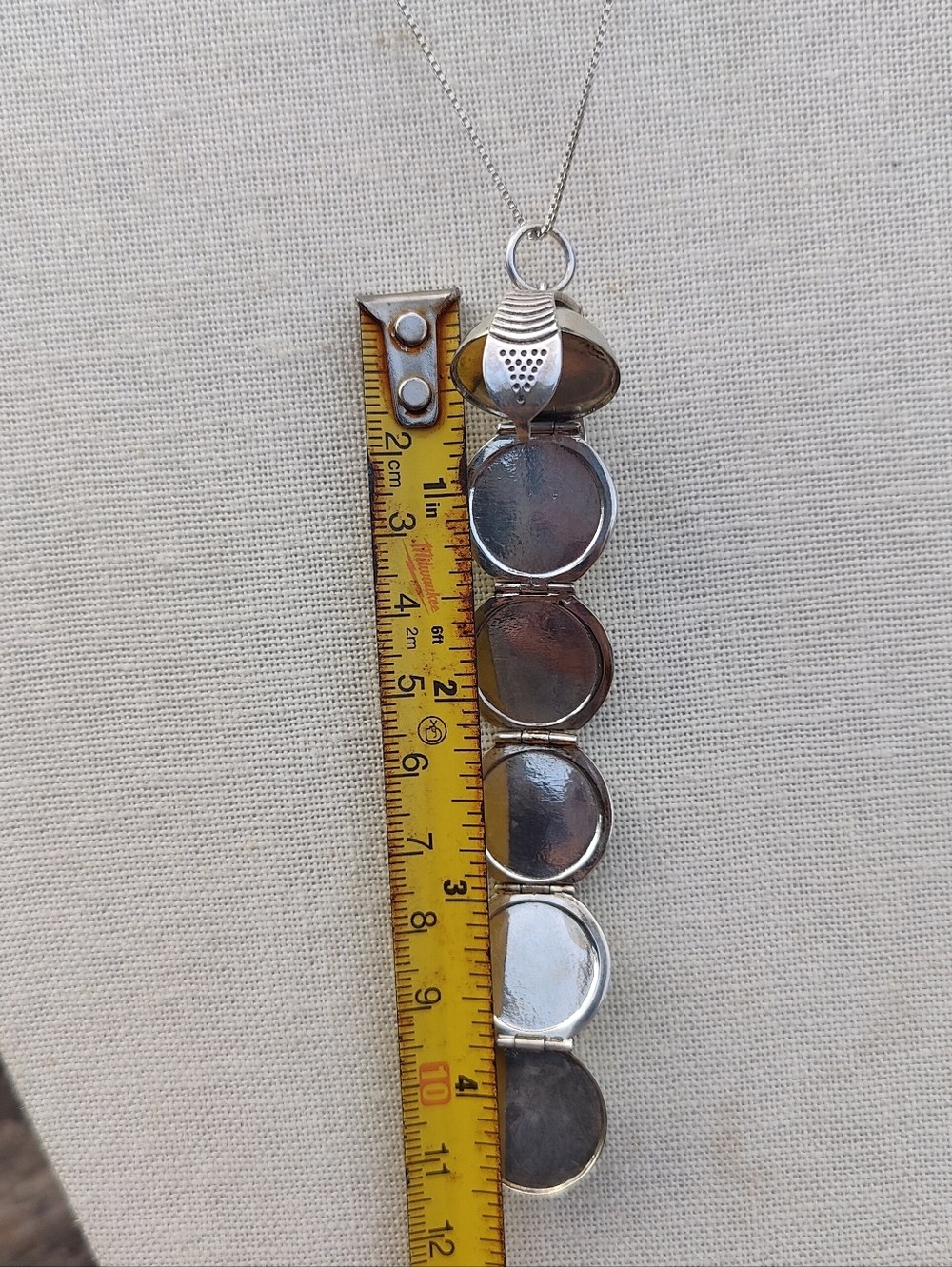 🔥 Vintage Sterling Silver Six Photo Ball Locket Pendant Necklace - Picture 7 of 8